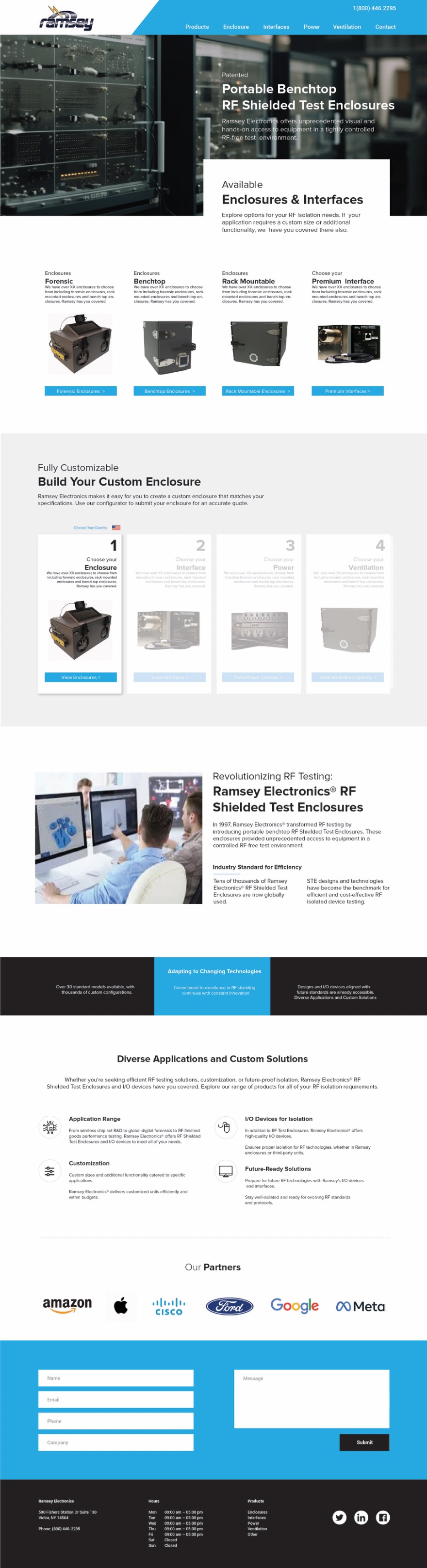 Ramsey Electronics RF shielded test enclosures website